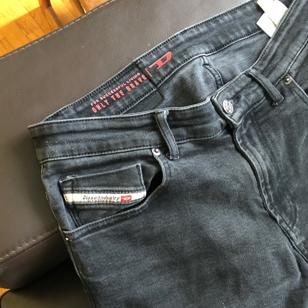 Diesel Men's Washed Black Slim Straight Jeans